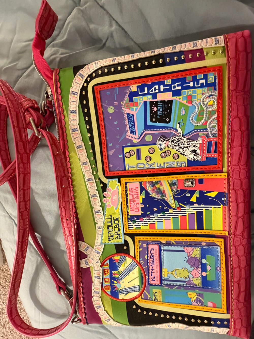 Vendula London Arcade Crossbody Bag Retro Gaming Purse - Picture 4 of 4